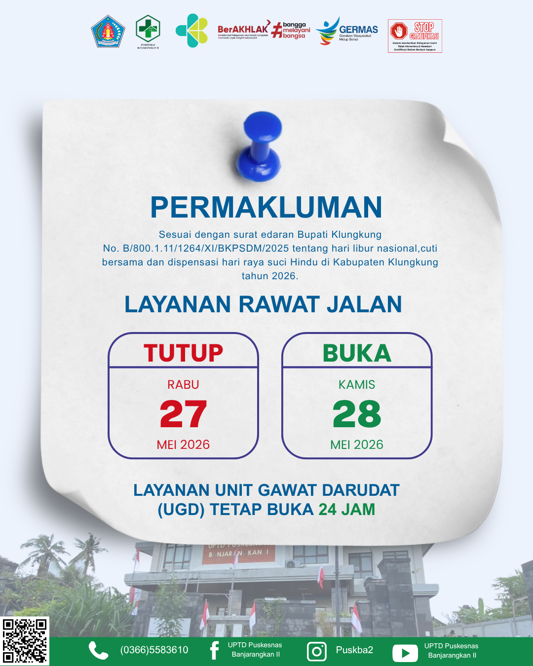 Permakluman Layanan UPTD Puskesmas Banjarangkan II
