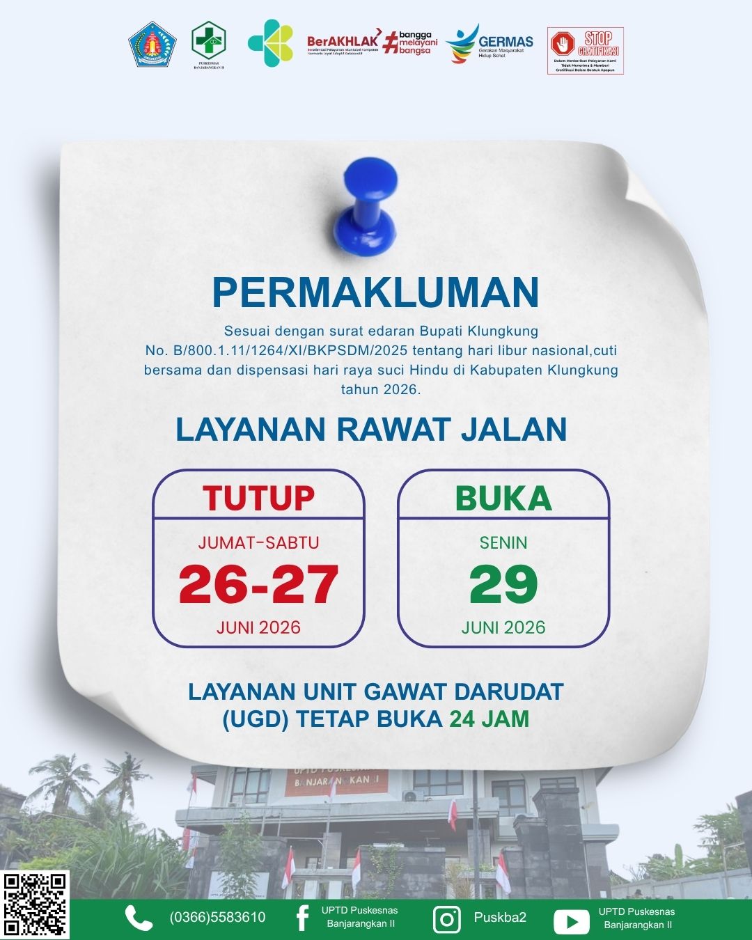 Permakluman Layanan UPTD Puskesmas Banjarangkan II
