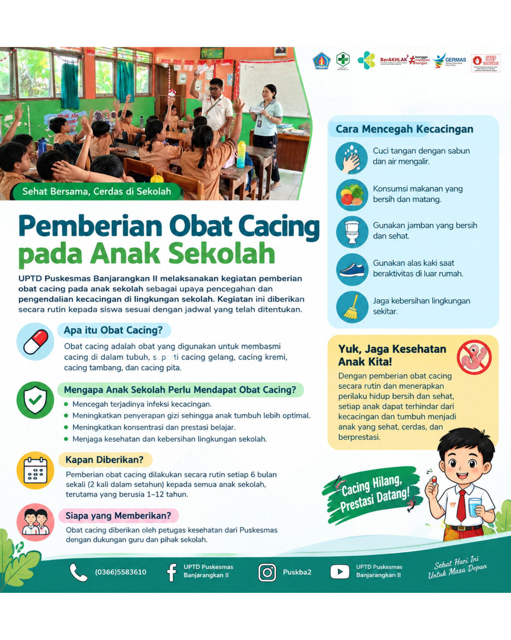 Pemberian Obat Cacing pada Anak Sekolah